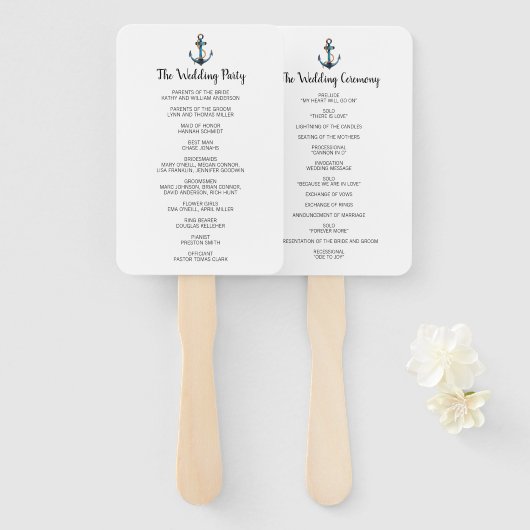 Waterverf Anker Modern Nautisch Programma Handwaaier (Voorkant en achterkant)