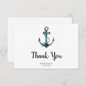 Waterverf anker moderne nautische bruiloft bedankkaart (Voorkant / Achterkant)