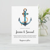 Waterverf anker moderne nautische bruiloft kaart (Staand voorkant)