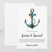 Waterverf anker moderne nautische bruiloft kaart (Voorkant / Achterkant)