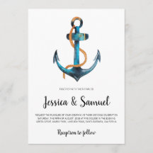 Waterverf anker moderne nautische bruiloft