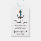Waterverf anker nautische bruiloft dank u cadeaulabel (Voorkant)