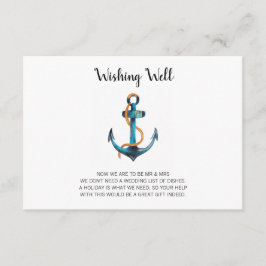 Waterverf Anker Nutical Wishing Well Bruiloft Informatiekaartje
