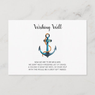 Waterverf Anker Nutical Wishing Well Bruiloft Informatiekaartje