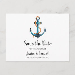 Waterverf Anker Opslaan de datum nautische bruilof Aankondigingskaart