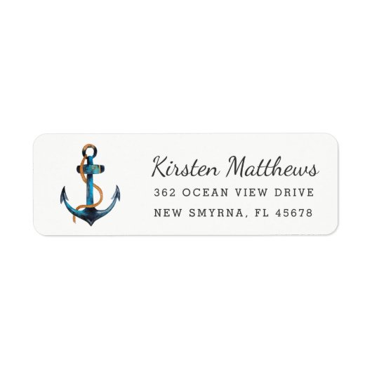 Waterverf Anker Return Address Labels (Voorkant)