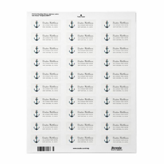 Waterverf Anker Return Address Labels (Full Sheet)
