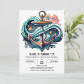 Waterverf Anker Verjaardag Kaart (Staand voorkant)