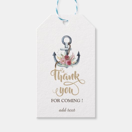 Waterverf ankerbloemen cadeaulabel (Voorkant)