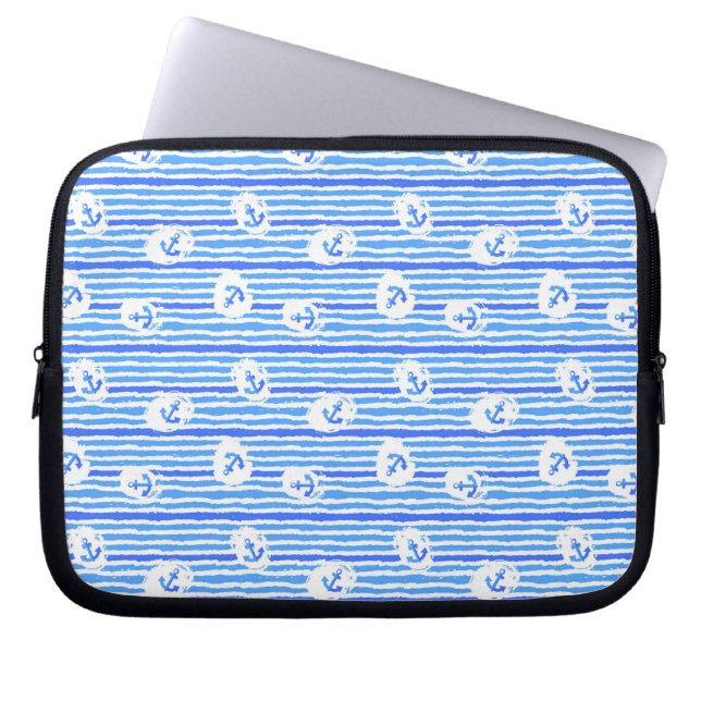 Waterverf ankerpatroon 1 laptop sleeve (Voorkant)