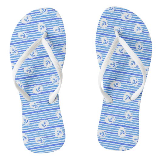 Waterverf ankerpatroon 1 teenslippers (Voetbed)