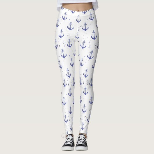 Waterverf ankerpatroon 2 leggings (Voorkant)