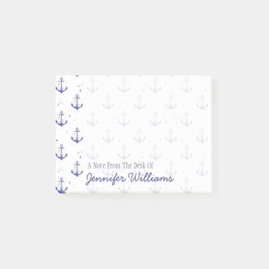 Waterverf-ankerpatroon | Jouw namen toevoegen Post-it® Notes (Voorkant)