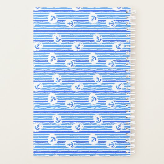 Waterverf-ankerpatroon | Voeg je Initiaal toe Planner (Achterkant)