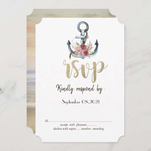 Waterverf ankervloeren Nautical RSVP Kaart (Voorkant / Achterkant)