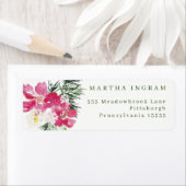 Waterverf annemone, roze bloem en sparren etiket (Insitu)