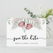 Waterverf Anthurium Floral Save the Date Kaart (Staand voorkant)