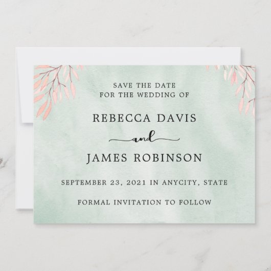 Waterverf Anthurium Floral Save the Date Kaart (Achterkant)