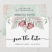 Waterverf Anthurium Floral Save the Date Kaart (Voorkant / Achterkant)