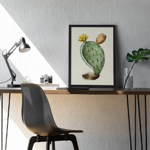 Waterverf Antiek Botanische Cactus Print Poster