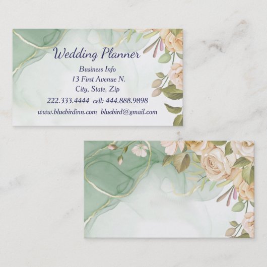 Waterverf Antiek Rozen Weddenschap Planner Aangepa Visitekaartje (Voorkant / Achterkant)