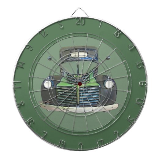 Waterverf Antiek Vrachtwagen Dartboard Dartbord (Voorkant)