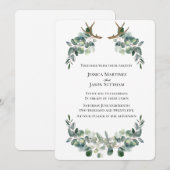 Waterverf Antler & Eucalyptus Viking Bruiloft Kaart (Voorkant / Achterkant)