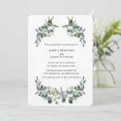 Waterverf Antler & Eucalyptus Viking Bruiloft Kaart (Staand voorkant)