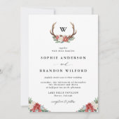 Waterverf Antler Krans Monogram Vakantie Trouwen Kaart (Voorkant)