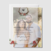 Waterverf Antler Krans Monogram Vakantie Trouwen Vellum Uitnodigingen (Offset (Koppel))