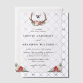 Waterverf Antler Krans Monogram Vakantie Trouwen Vellum Uitnodigingen (Offset (Uitnodiging))