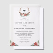 Waterverf Antler Krans Monogram Vakantie Trouwen Vellum Uitnodigingen (Offset)
