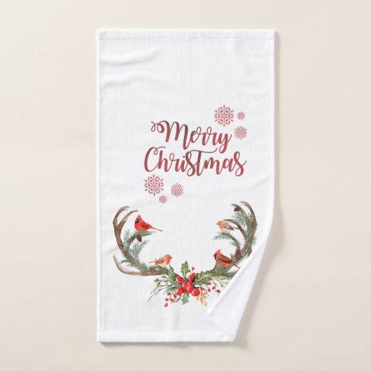 Waterverf Antler rendier kardinaal kerst Bad Handdoek (Handdoek)