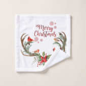Waterverf Antler rendier kardinaal kerst Bad Handdoek (Wasdoekje)