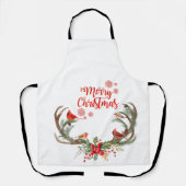 Waterverf Antler rendier kardinaal kerst Schort (Voorkant)