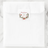 Waterverf Antler rendier kardinaal kerst Vierkante Sticker (Tas)
