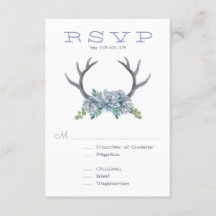 Waterverf Antlers en Echeveria bruiloft RSVP