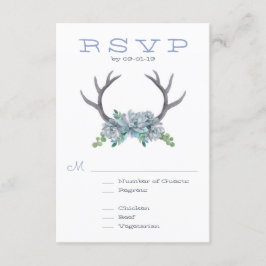 Waterverf Antlers en Echeveria bruiloft RSVP
