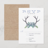 Waterverf Antlers en Echeveria bruiloft RSVP (Voorkant / Achterkant)