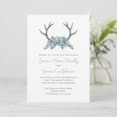 Waterverf Antlers en Echeveria Country Wedding Kaart (Staand voorkant)