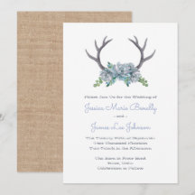 Waterverf Antlers en Echeveria Country Wedding