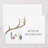 Waterverf Antlers met kerstkaart voor sierdoeleind (Voorkant / Achterkant)