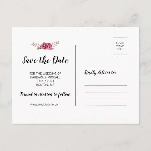 Waterverf Antlers Save the Date Land Bruiloft Aankondigingskaart (Achterkant)