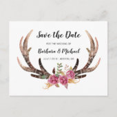 Waterverf Antlers Save the Date Land Bruiloft Aankondigingskaart (Voorkant)