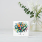 *~* Waterverf AP10 Flower Bird of Paradise QR 2 Vierkante Visitekaartje (Staand voorkant)