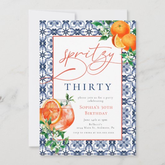 Waterverf Aperol Spritz 30e geboortedag Kaart (Voorkant)