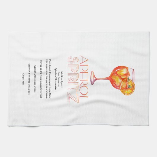 Waterverf Aperol Spritz aangepaste Drink recept Theedoek (Horizontaal)