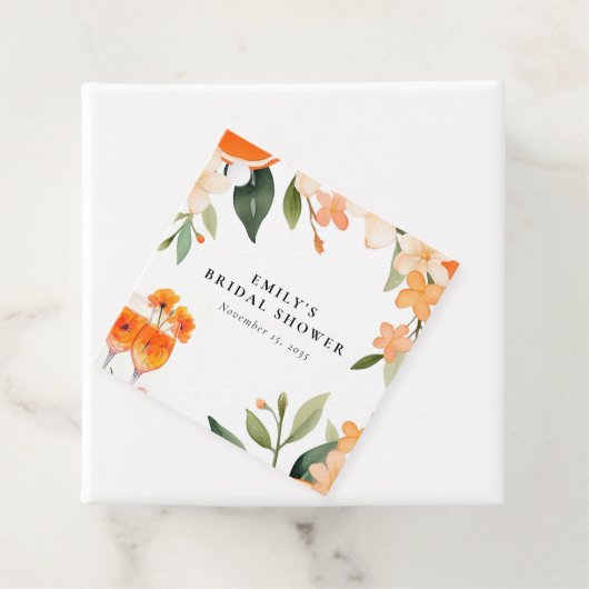 Waterverf Aperol Spritz Bruidsfeest Bedankjes Labels (In situ)