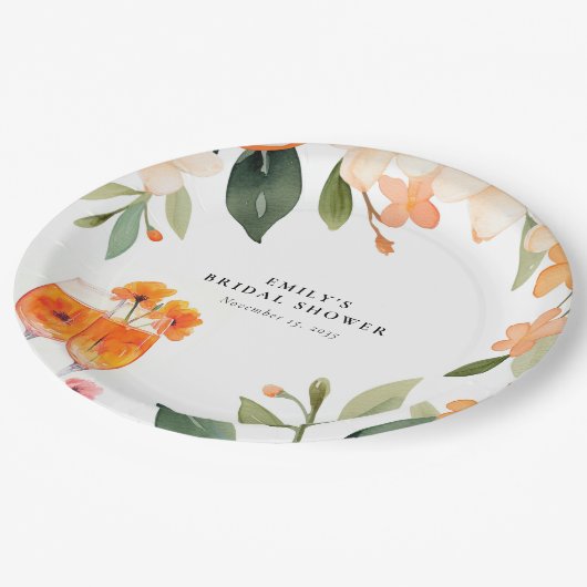 Waterverf Aperol Spritz Bruidsfeest Papieren Bordje (Gekanteld)