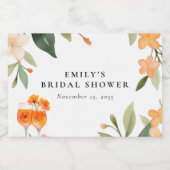 Waterverf Aperol Spritz Bruidsfeest Sparkling Wijnetiket (Enkel label)